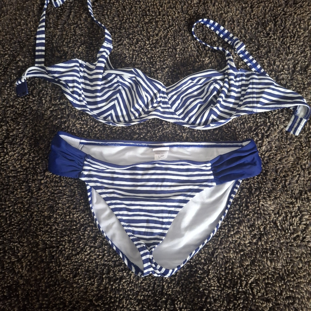 Blush Navy and White Striped Swimwear